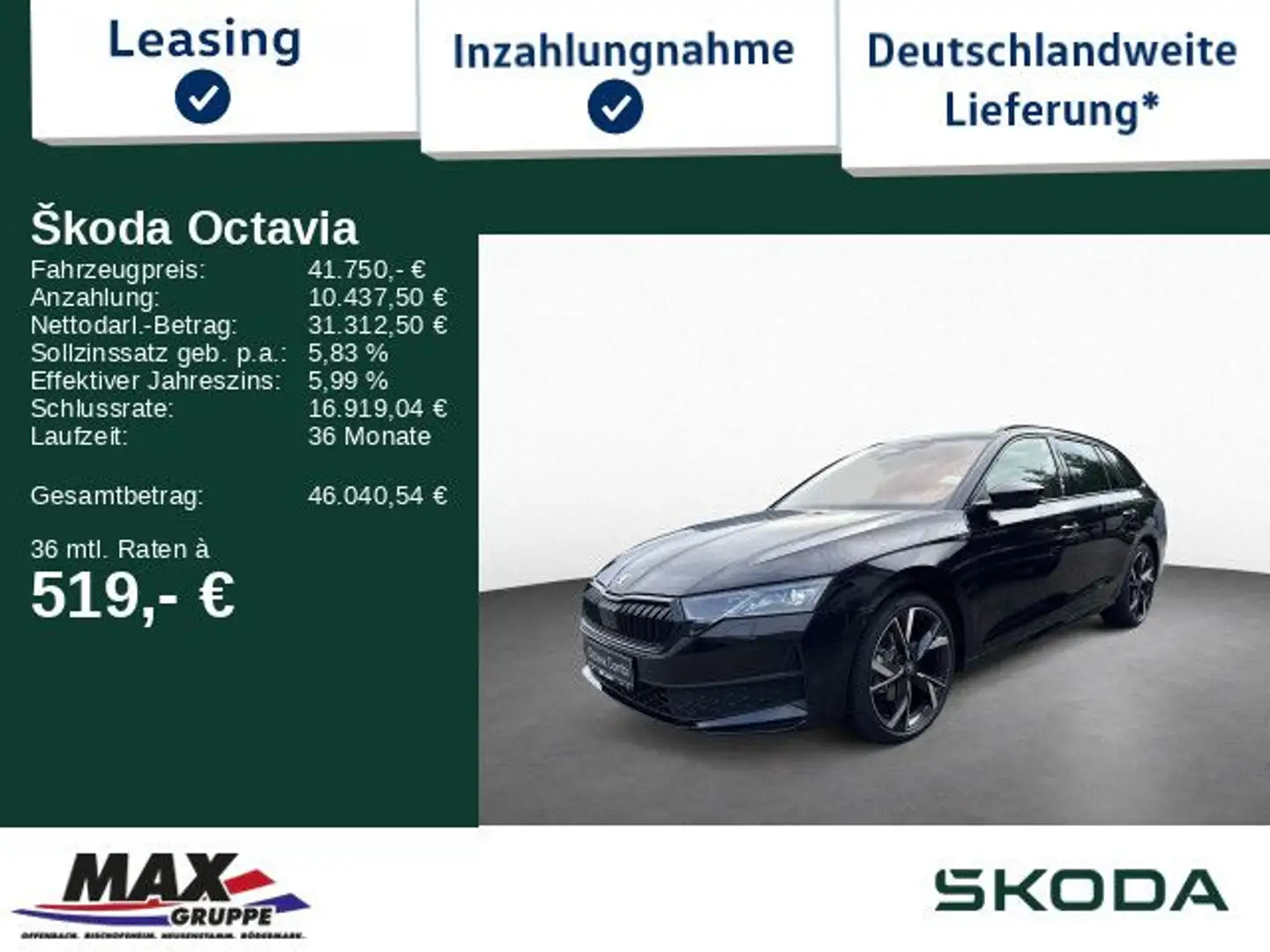 Skoda Octavia Combi 2.0TDI110 kW Sportline KAM*KEYLESS Schwarz - 1