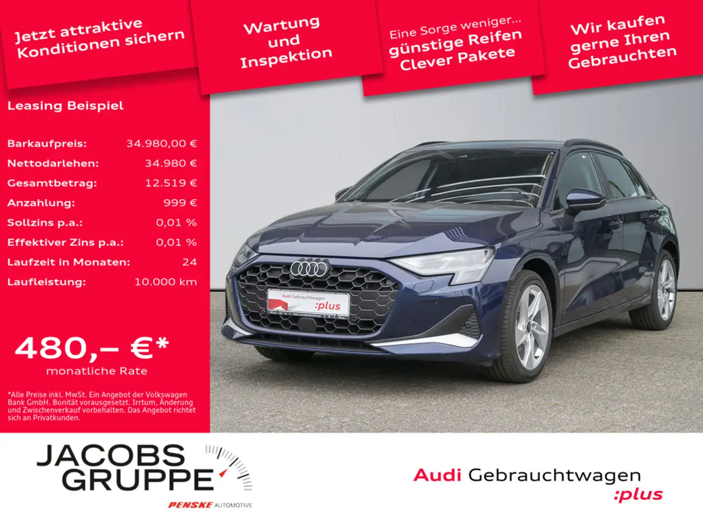 Audi A3 Sportback 35 TFSI advanced SHZ,LED,PDC Blau - 1
