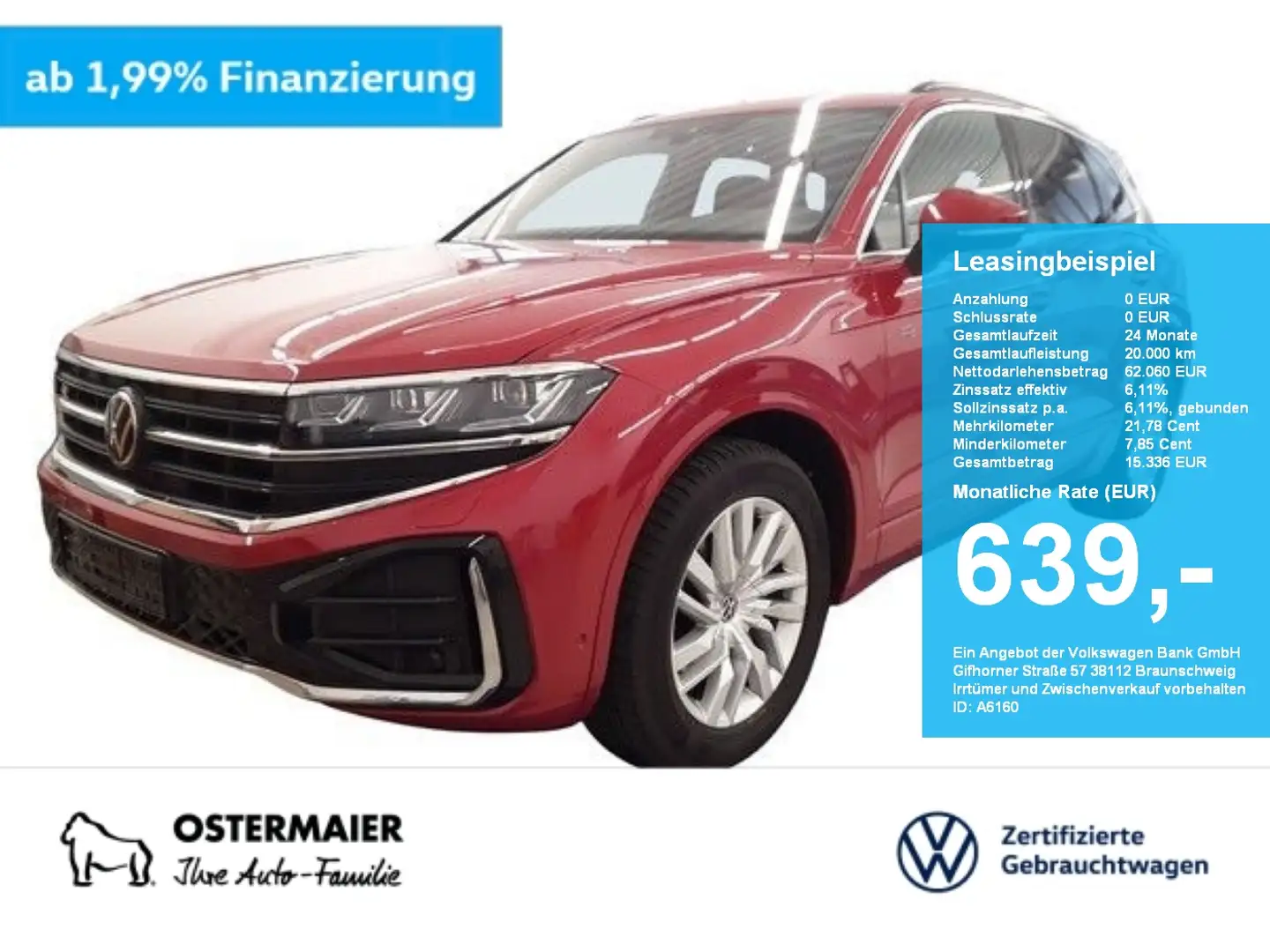 Volkswagen Touareg R-LINE 286PS NP.108T ACC.5J-G.AHK.STHZG.KAMERA.NAV Rot - 1