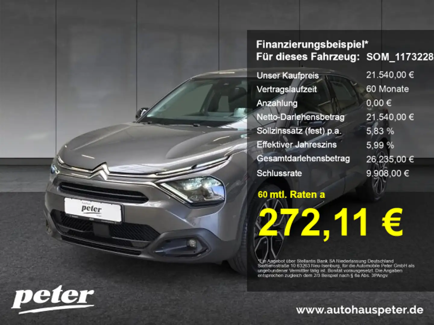 Citroen E-C4 Electric e-C4 C-Series 136PS +11KW OBC+SHZ+Lenkradheiz+ Gris - 1