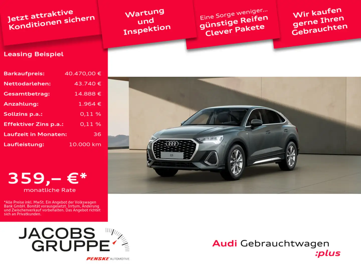 Audi Q3 Sportback 35 TFSI AHK/LED/NAVI/Sitzh. S line Grau - 1