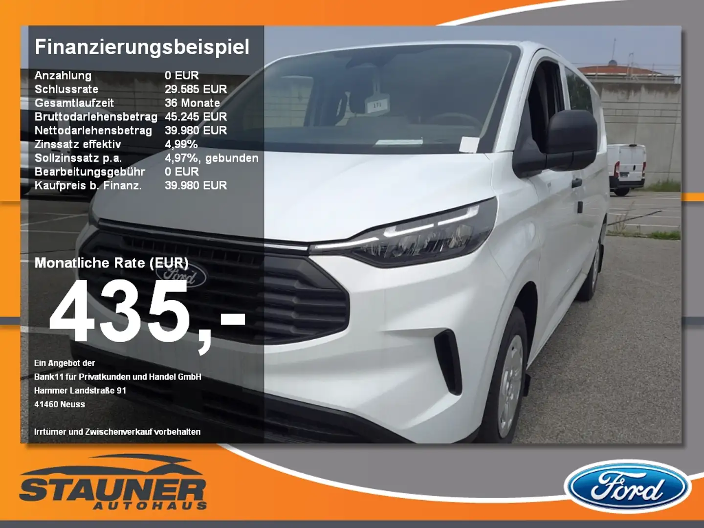 Ford Transit Custom Doka Trend 320L2 RFK LED Navi Weiß - 1