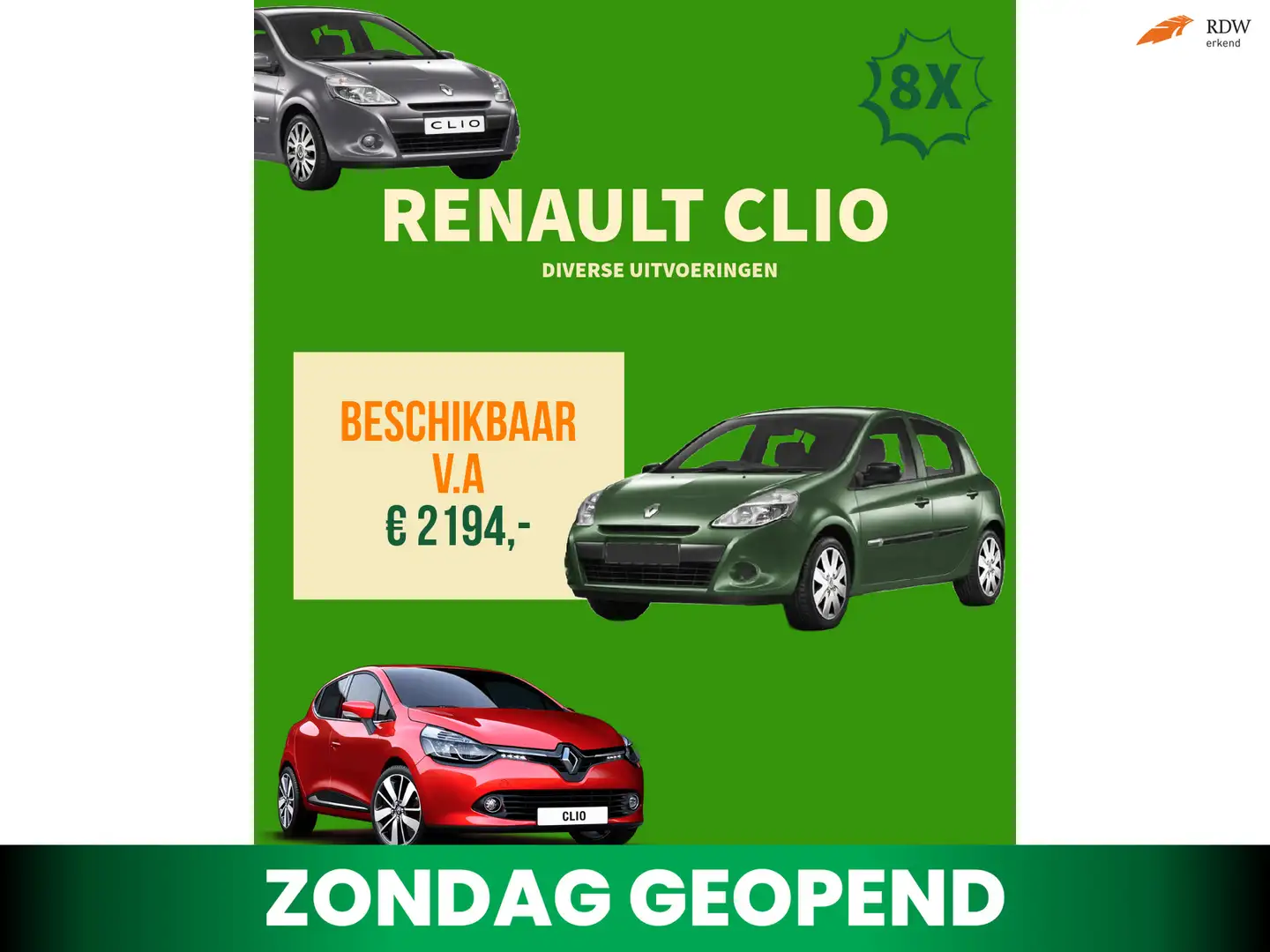 Renault Clio 1.4-16V 8X Renault Clio op voorraad veel opties Blauw - 1