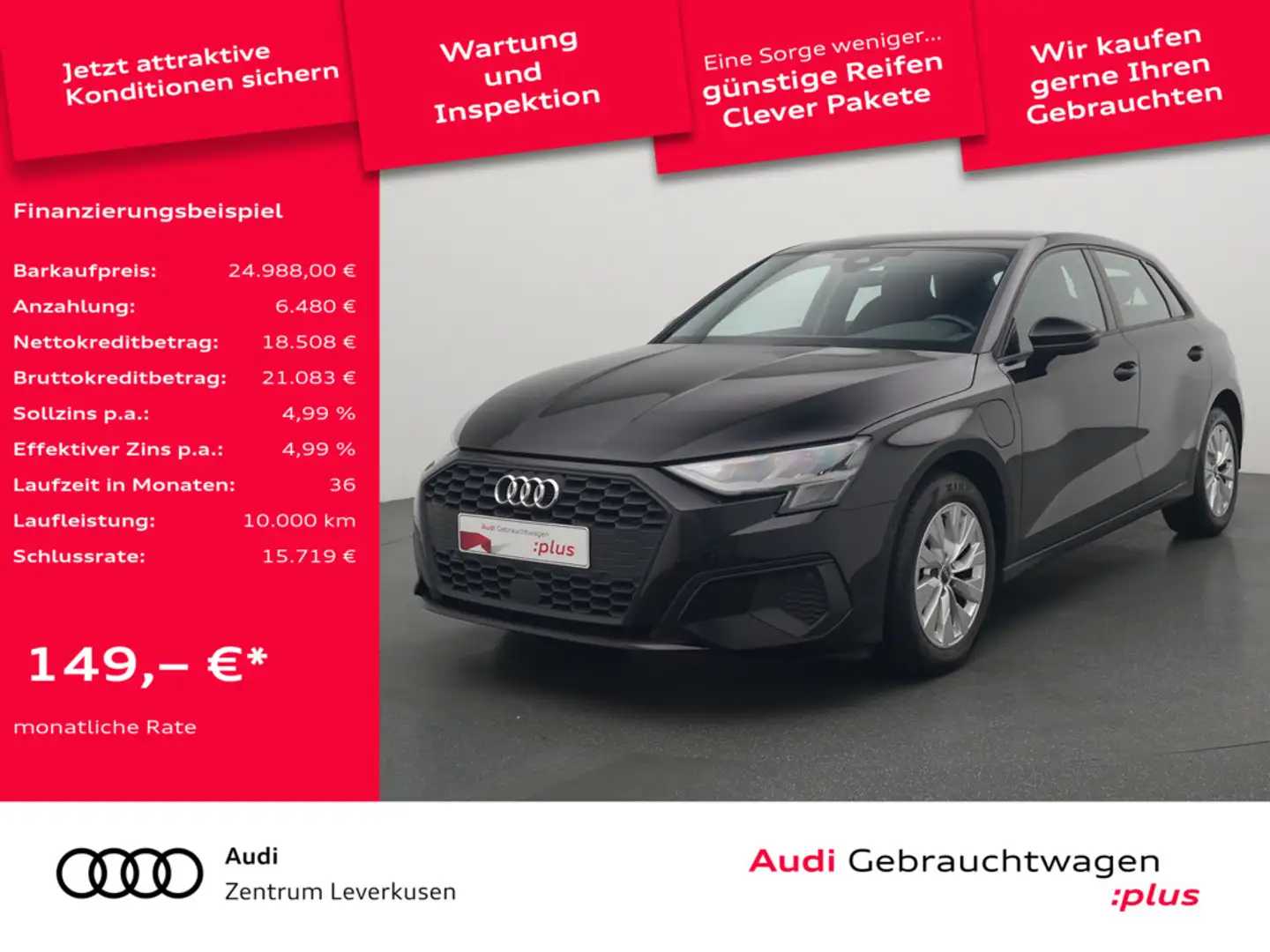 Audi A3 Sportback e VIRT ACC LED CARPLAY PORT NAVI Schwarz - 1