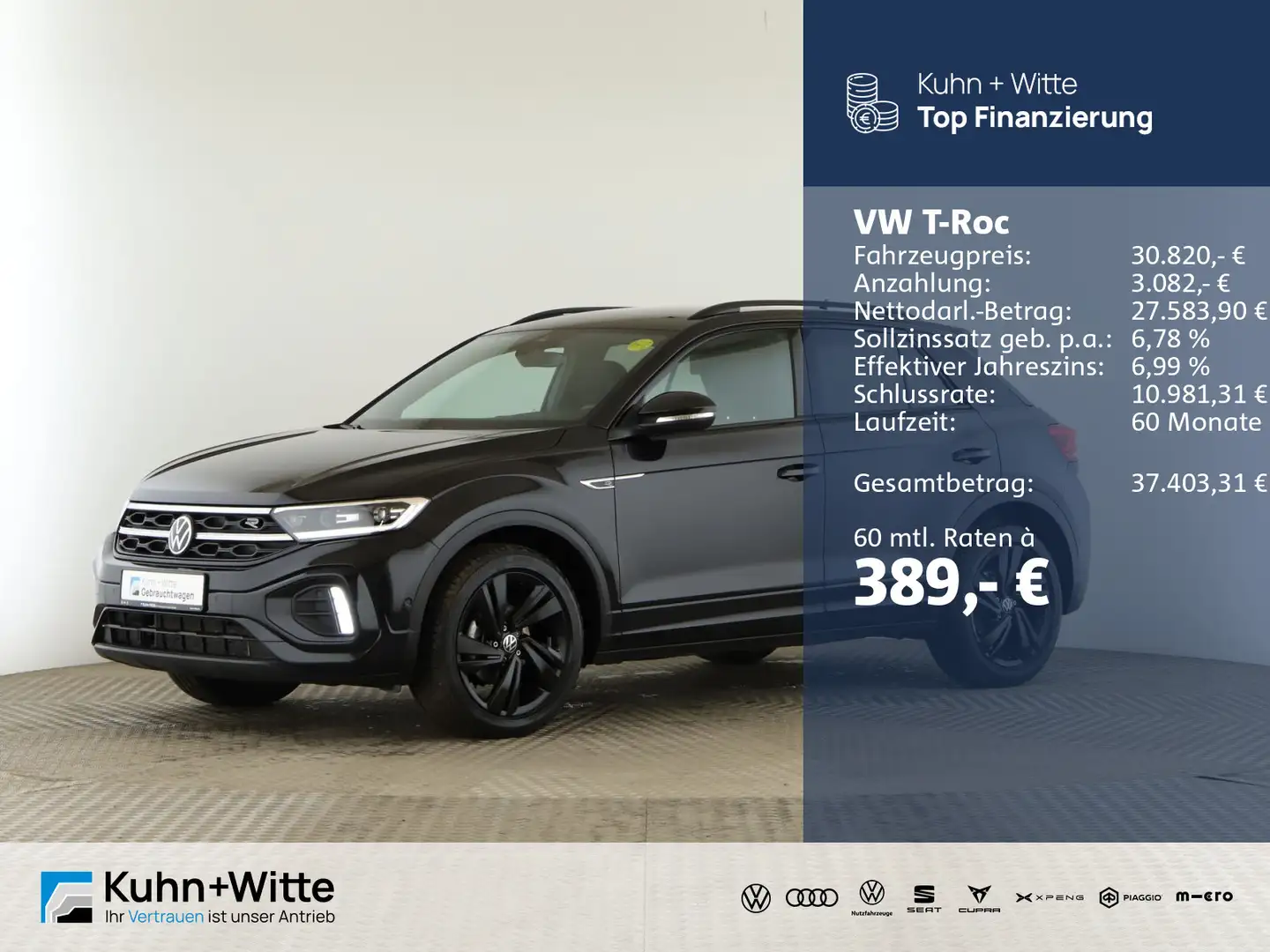 Volkswagen T-Roc 1.5 TSI R-Line *AHK*LED*RFK*Navi*AppleCar* Schwarz - 1