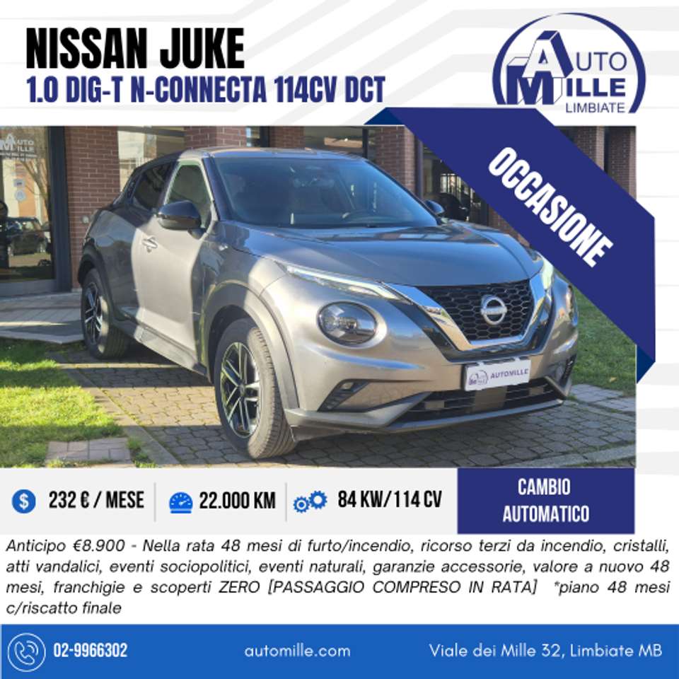 Nissan Juke 1.0 dig-t N-Connecta 114cv dct *NON VINCOLATO A FINANZIAMENTO*