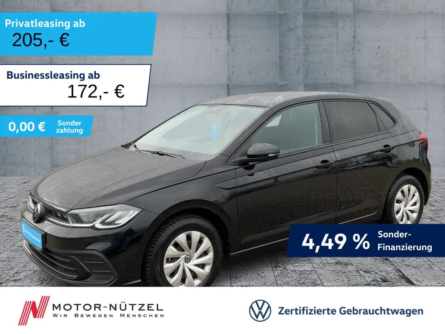 Volkswagen Polo 1.0 TSI LIFE LED+NAVI+ACC+DAB+SHZ+2xPDC+APP Schwarz - 1