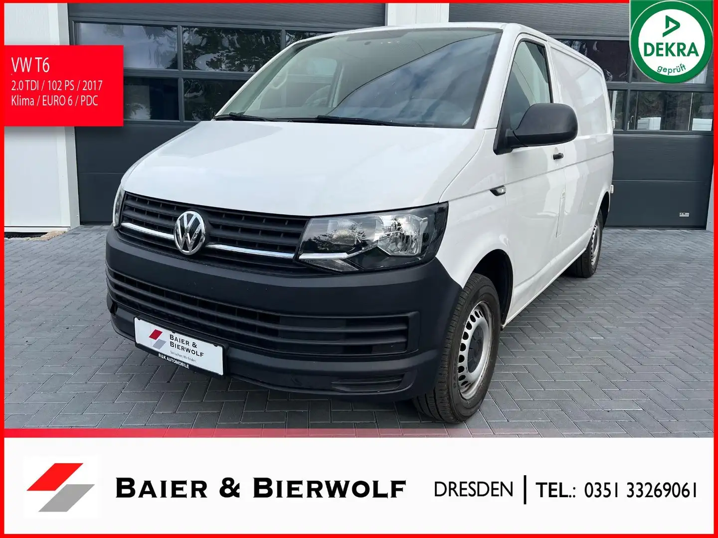 Volkswagen T6 Transporter Kasten Klima PDC EURO 6 102 PS Weiß - 1