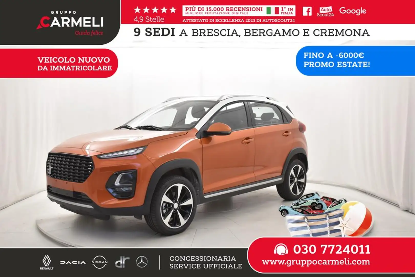 DR Automobiles DR 3.0 dr 1.5 116cv cvt - CAMPAGNA KM0 LUGLIO 2025 Portocaliu - 1