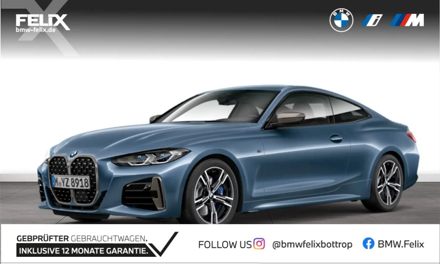 BMW 440 M440i Coupé M SPORT+18"ALU+LIVE COCKPIT PRO+HEAD U Bleu - 1