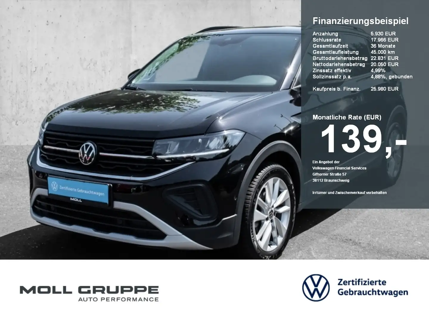 Volkswagen T-Cross 1.5 TSI DSG Life NAVI LED LM ACC DYNLI Zwart - 1