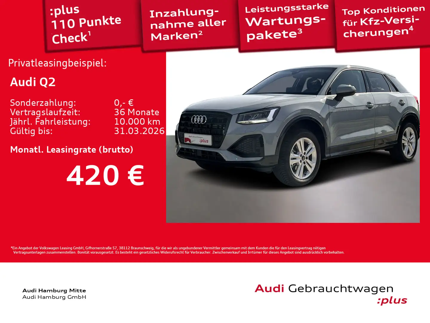Audi Q2 35 TFSI advanced S tronic Virtual LED PDC Grau - 1
