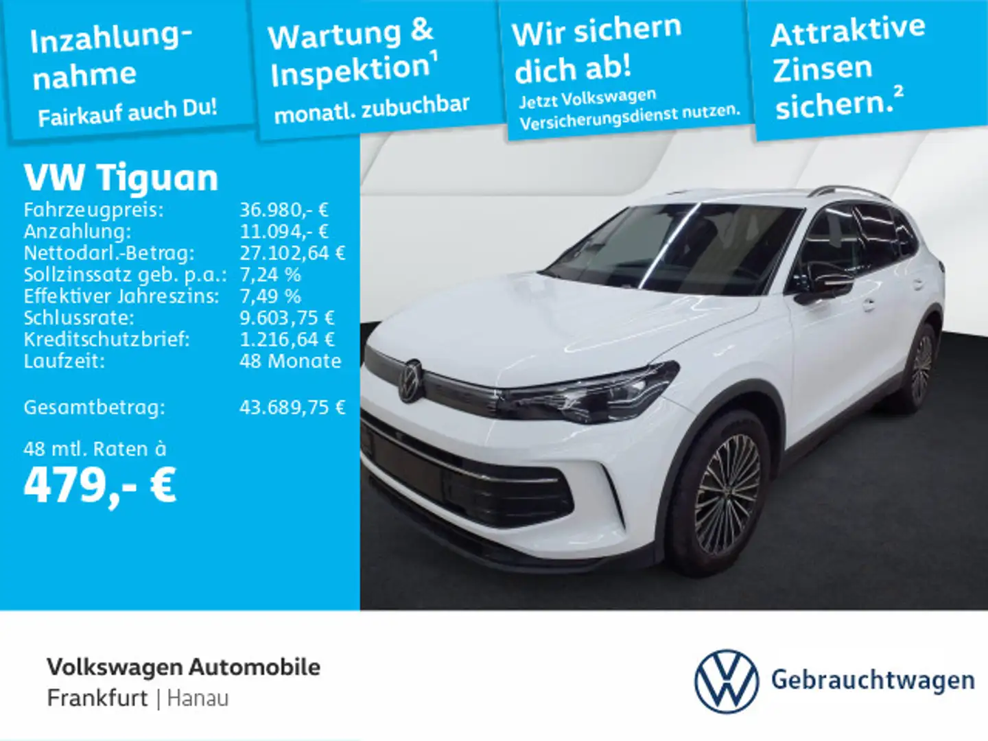 Volkswagen Tiguan 2.0 TDI DSG Life Navi AHK IQ.LIGHT - HD-M Weiß - 1