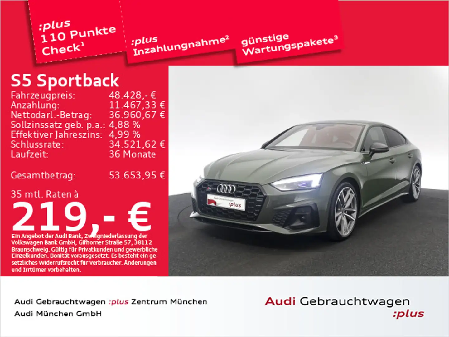 Audi S5 TDI Carbon/HuD/B&O/AHK/Matrix/Kamer Verde - 1