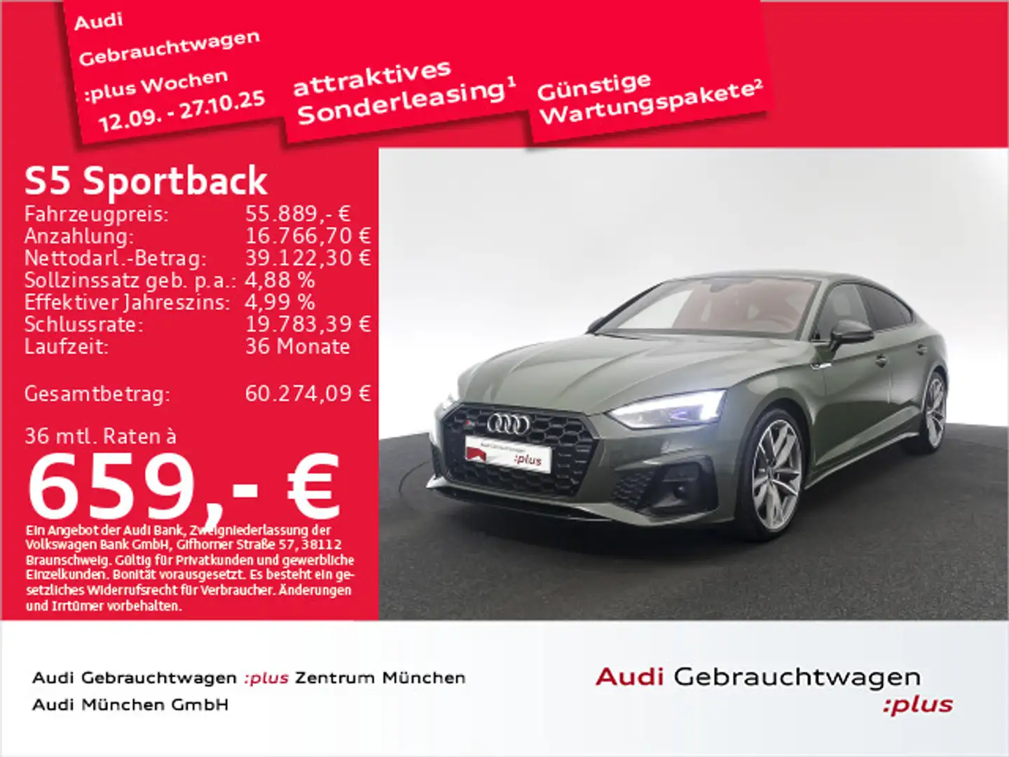Audi S5 TDI Carbon/HuD/B&O/AHK/Matrix/Kamer Grün - 1
