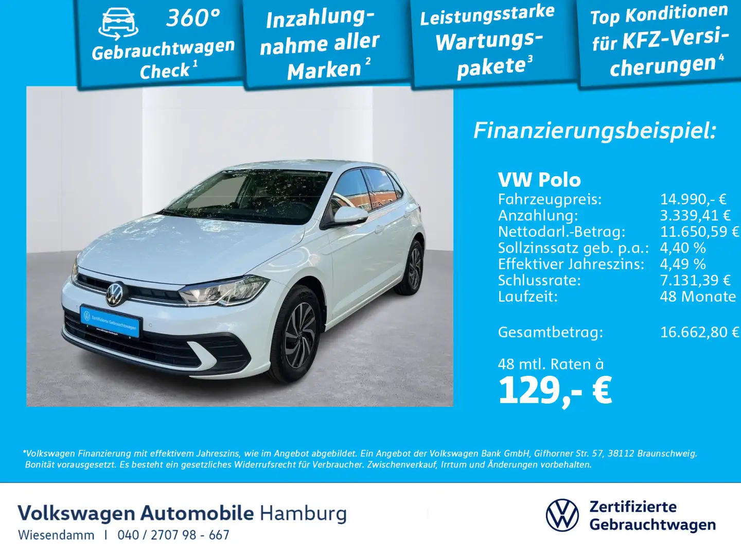 Volkswagen Polo 1.0 Life KAMERA/LED/SITZHZG. Weiß - 1