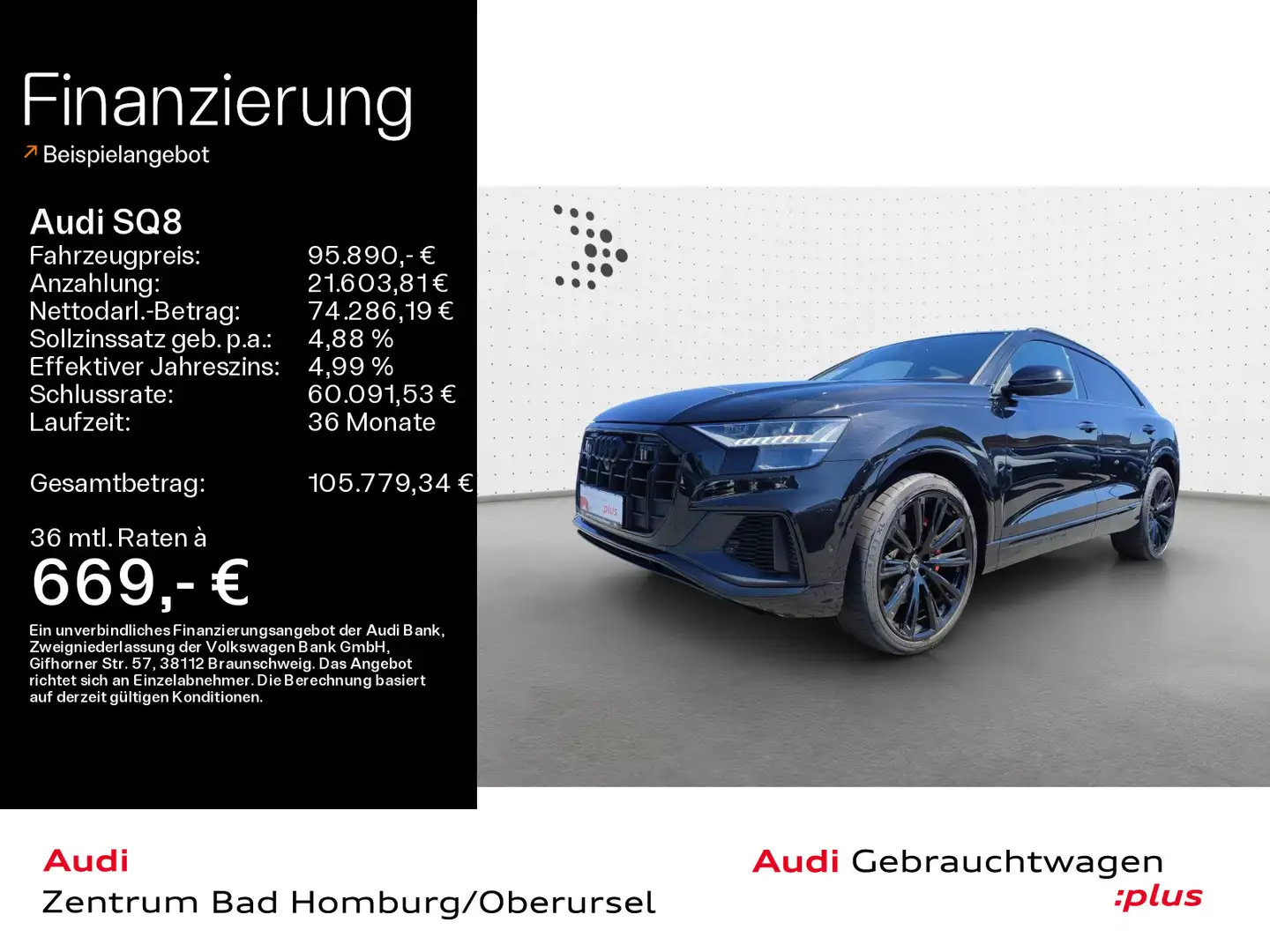 Audi SQ8 4.0 TFSI quattro*Navi*Matrix*HUD*B&O*AHK*PDC Schwarz - 1