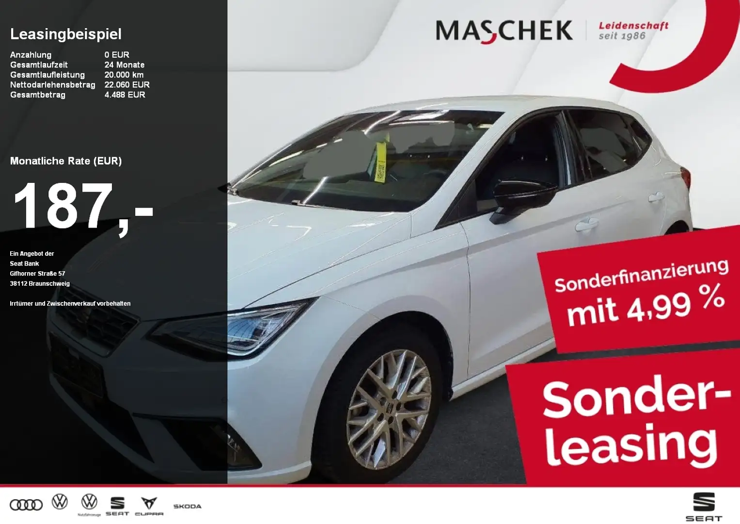 SEAT Ibiza FR 1.0 TSI DSG Navi LED RearView ACC Sitzh. Weiß - 1