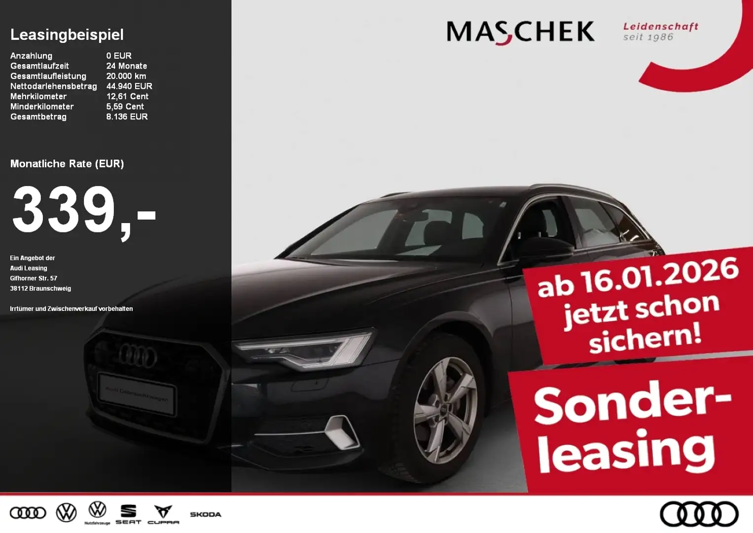 Audi A6 Avant 40 TDI 360° ACC AHK Sitzh Memory LED Schwarz - 1