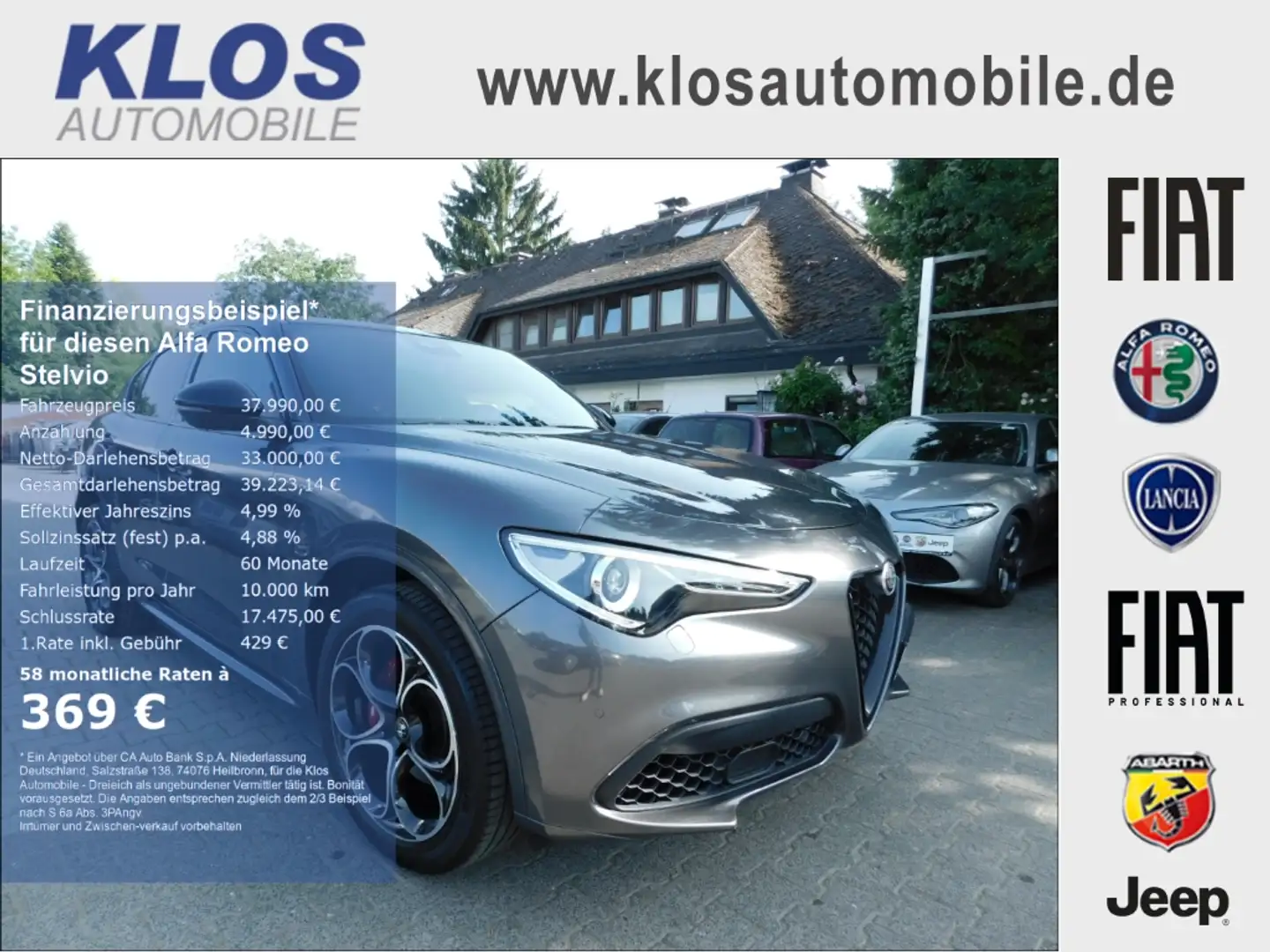 Alfa Romeo Stelvio VELOCE Q4 2.0 TURBO 16V PANO NAVI KAMERA LEDER SHZ Grau - 1