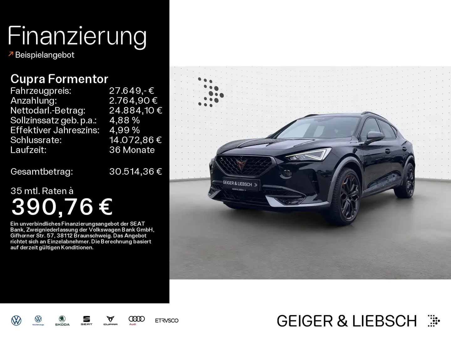 CUPRA Formentor 1.4 e-Hybrid VZ*LED*KAMERA*PDC*SHZ*NAV Schwarz - 1