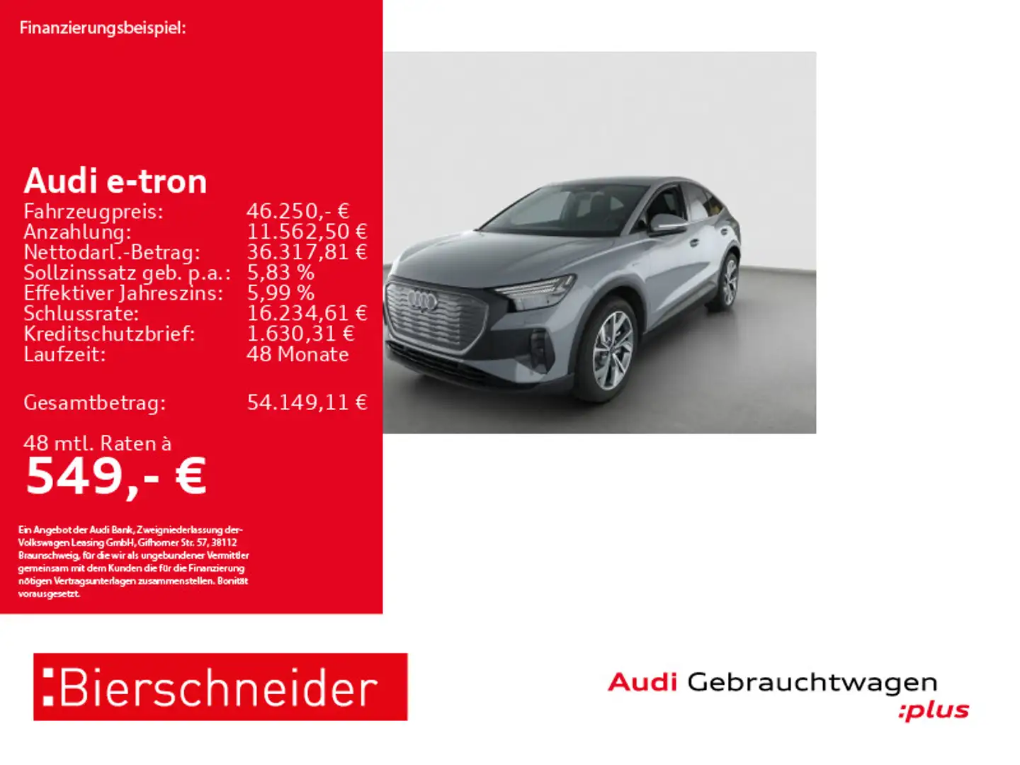 Audi e-tron Q4Sportback 45 e-tron AHK MATRIX AR-HuD C Grau - 1