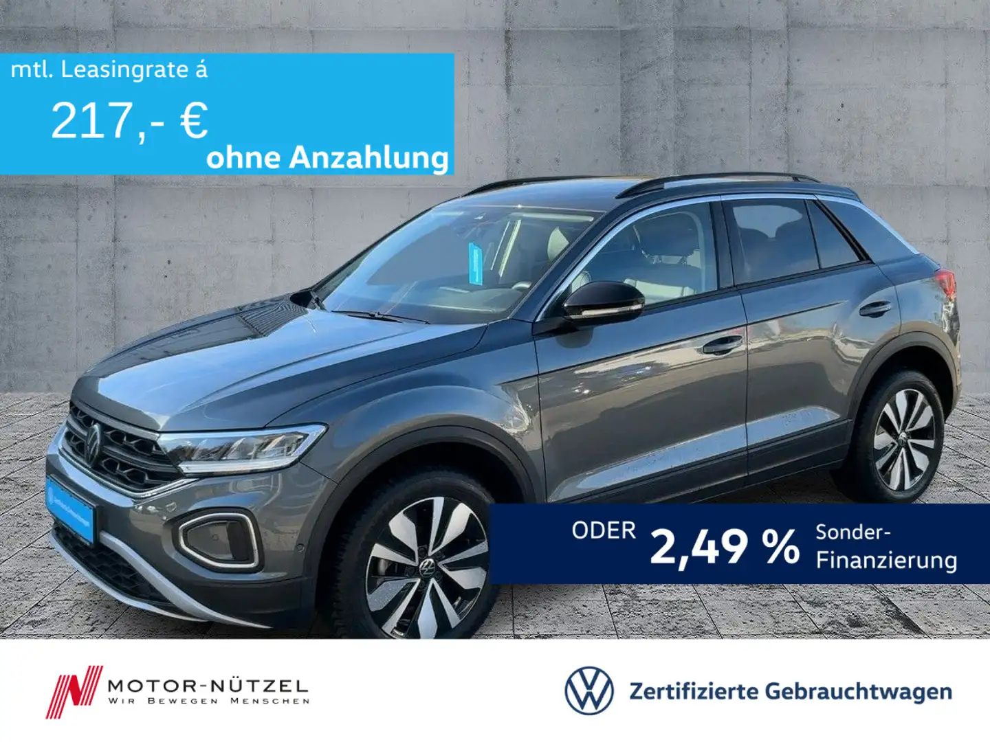 Volkswagen T-Roc 1.0 TSI GOAL LED+NAVI+ACC+DAB+SHZ+PARKLENK Grau - 1