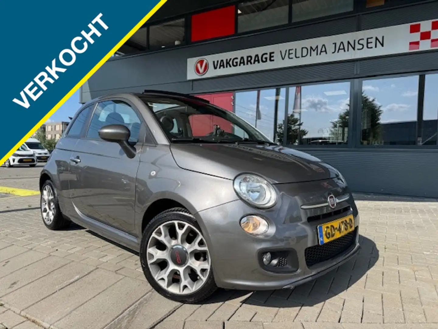 Fiat 500 VERKOCHT!! 0.9 TWINAIR LOUNGE CABRIOLET Gris - 1
