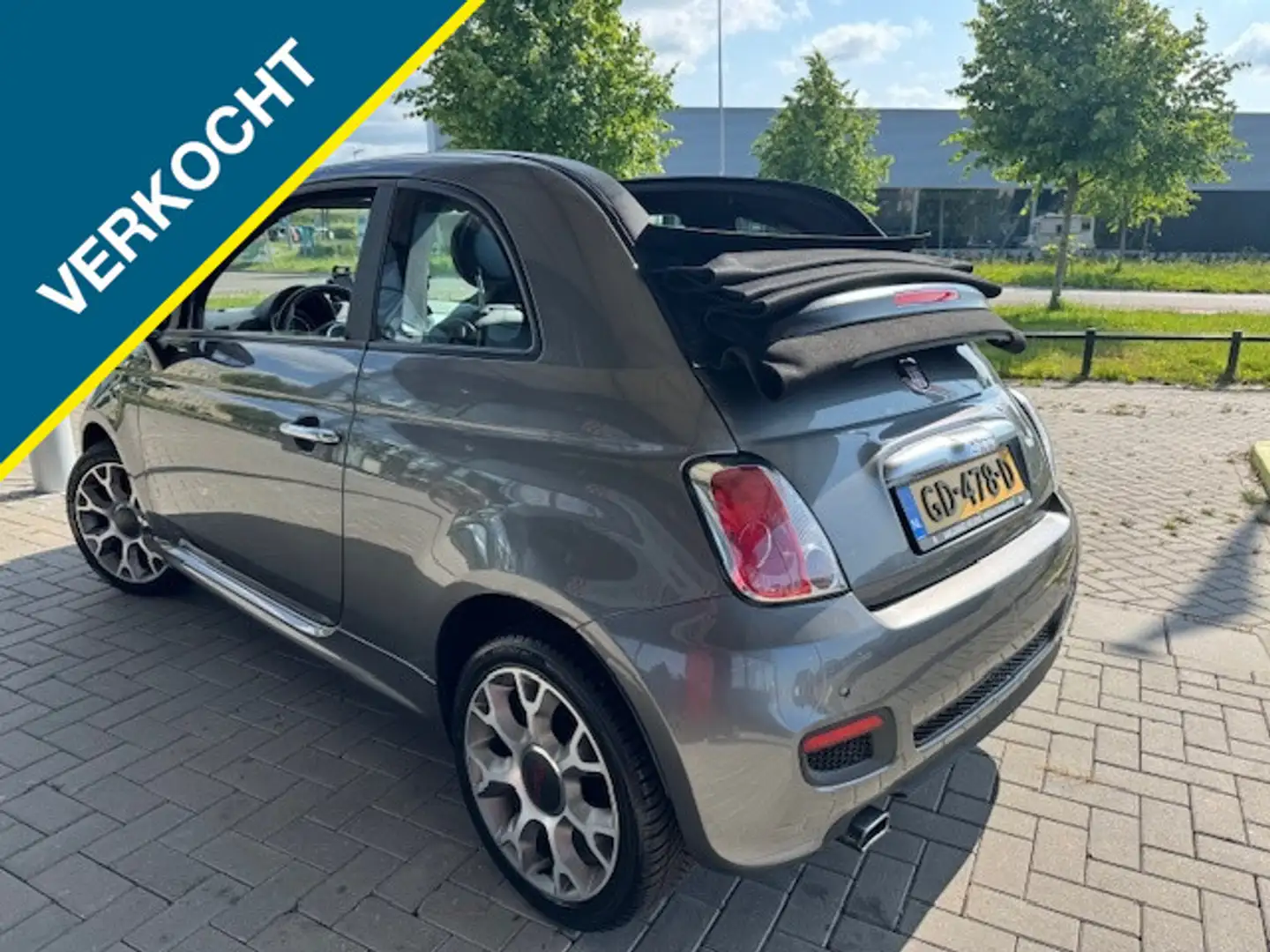 Fiat 500 VERKOCHT!! 0.9 TWINAIR LOUNGE CABRIOLET Gris - 2