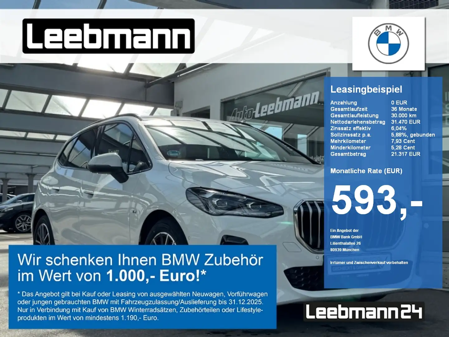 BMW 218 d Active Tourer M-Sport AHK GARANTIE-07/2029 Weiß - 1