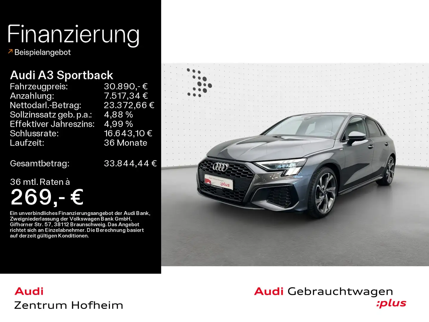 Audi A3 40 TFSI qu S line S tro*HUD*Matrix* Grijs - 1