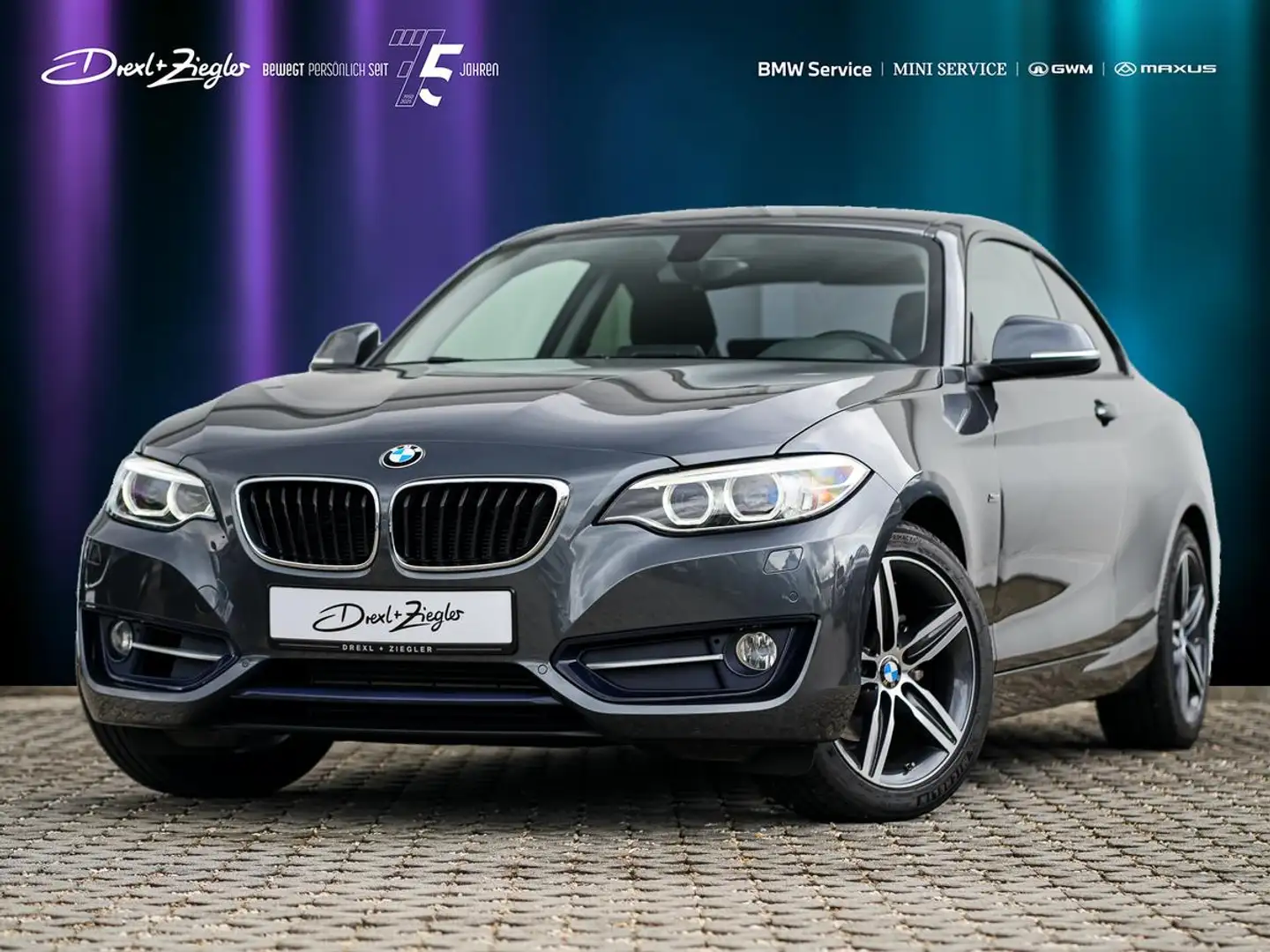 BMW 218 i Coupe SportLine Navi RFK Xenon SHZ PDC Grau - 1
