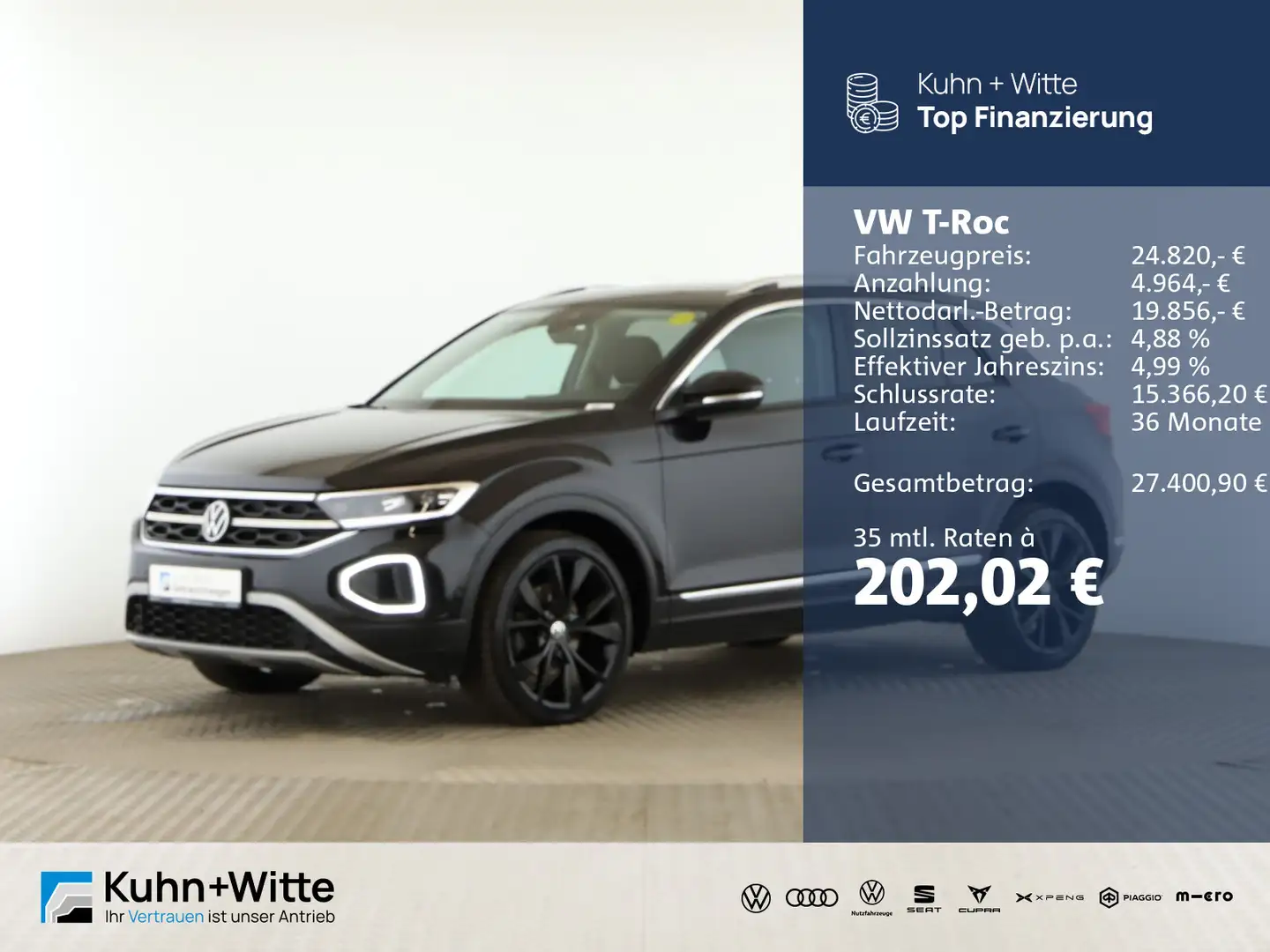 Volkswagen T-Roc 2.0 TDI Style *AHK*LED*PDC*Navi*StandH* Schwarz - 1