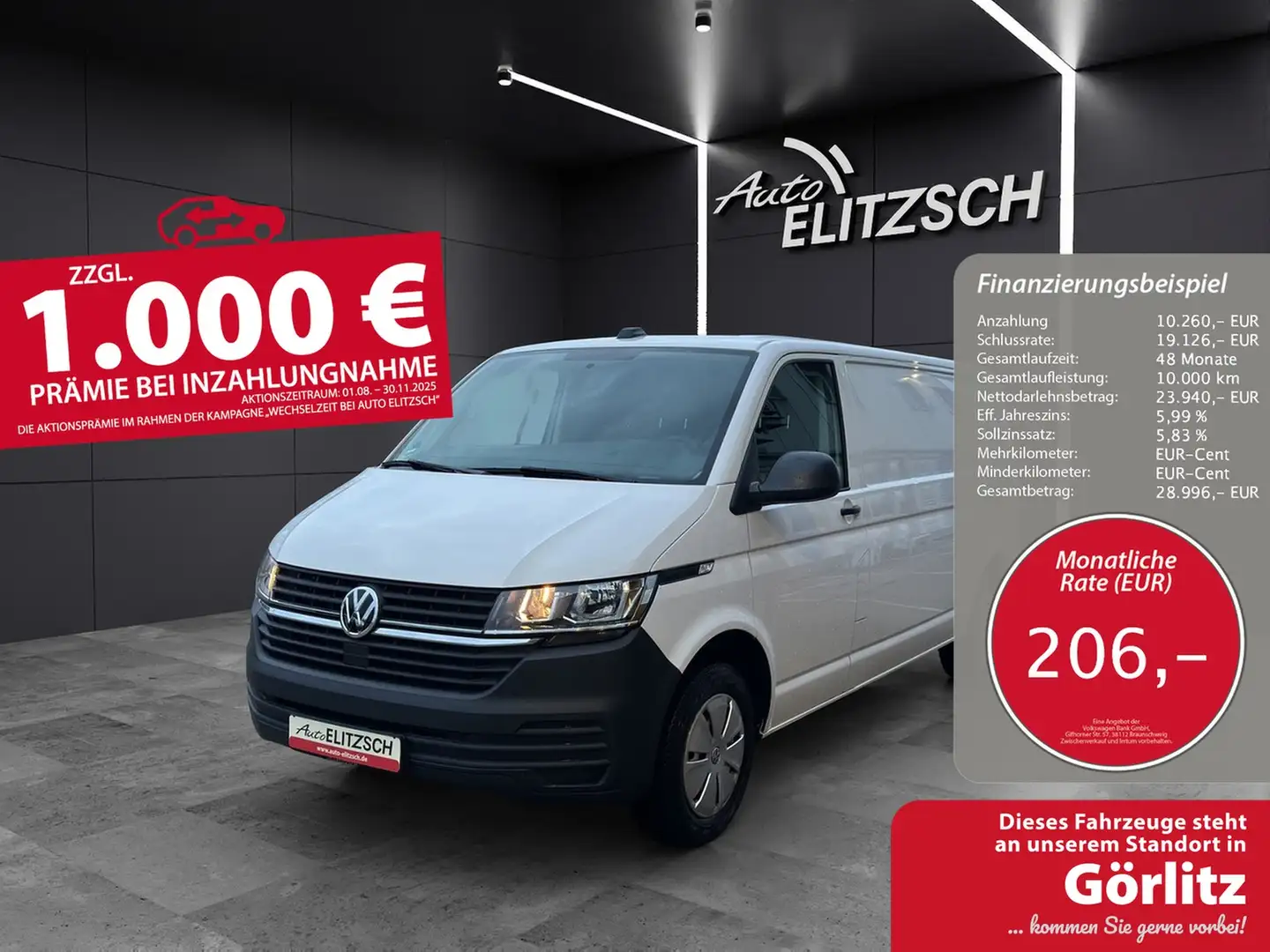Volkswagen T6 Transporter T6.1 TDI Kasten LR VORB. AHK KLIMA RFK SH Weiß - 1