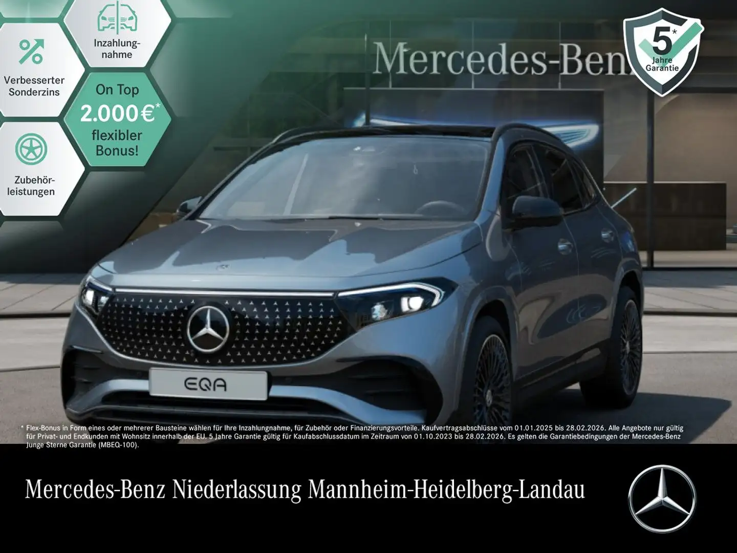 Mercedes-Benz EQA 250 AMG+NIGHT+PREMIUM+PANO+360+MEMORY+HUD+SPUR Silber - 1