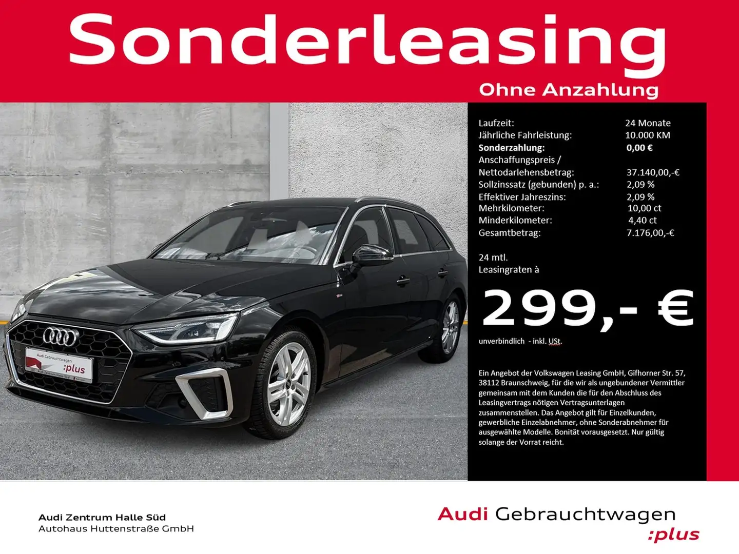 Audi A4 Avant 35 TFSI S line TOUR&STADT LEDER LM18 Noir - 1