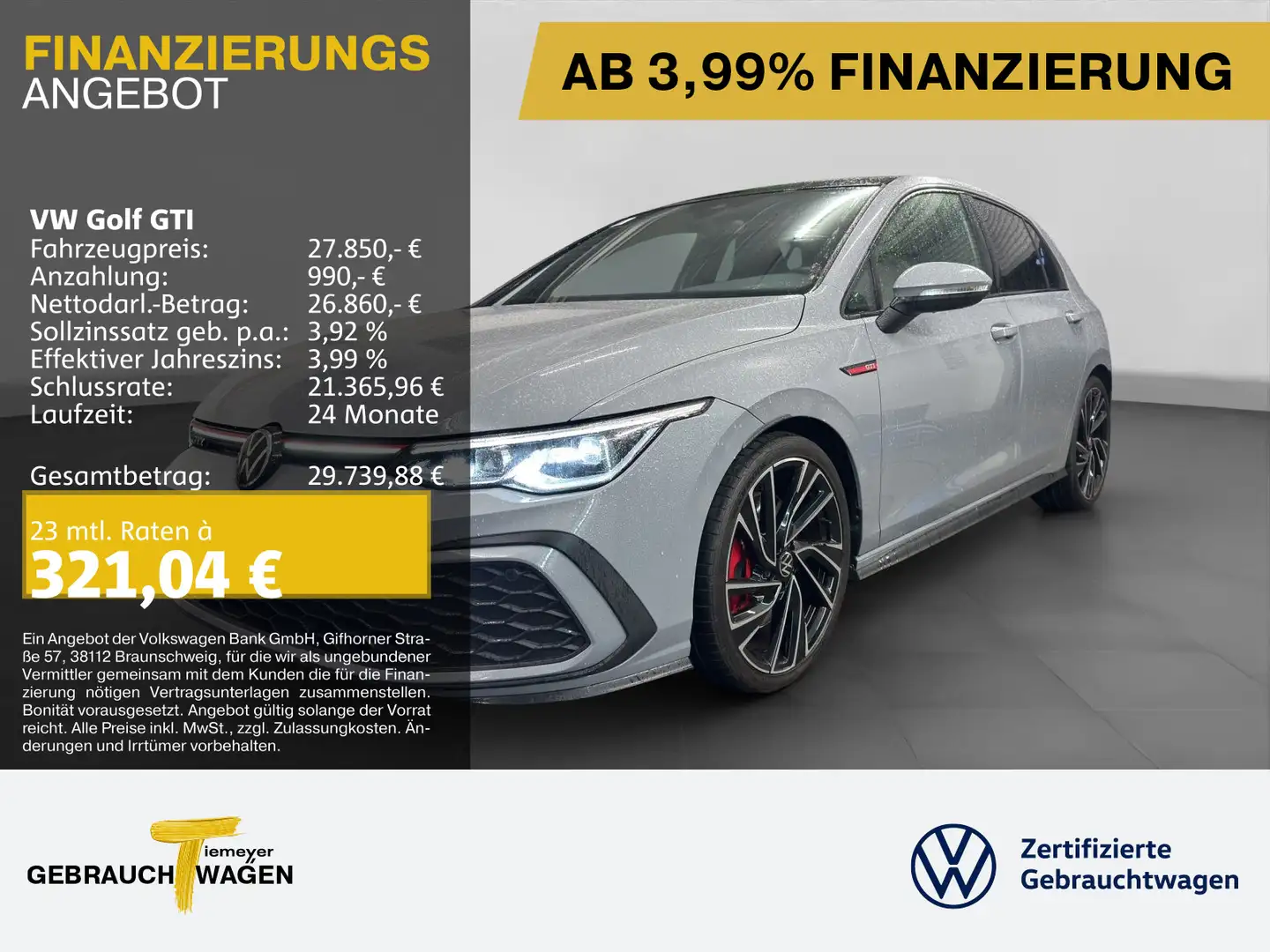 Volkswagen Golf GTI LM19 PANO STANDHZ NAVI ACC LED+ Grau - 1