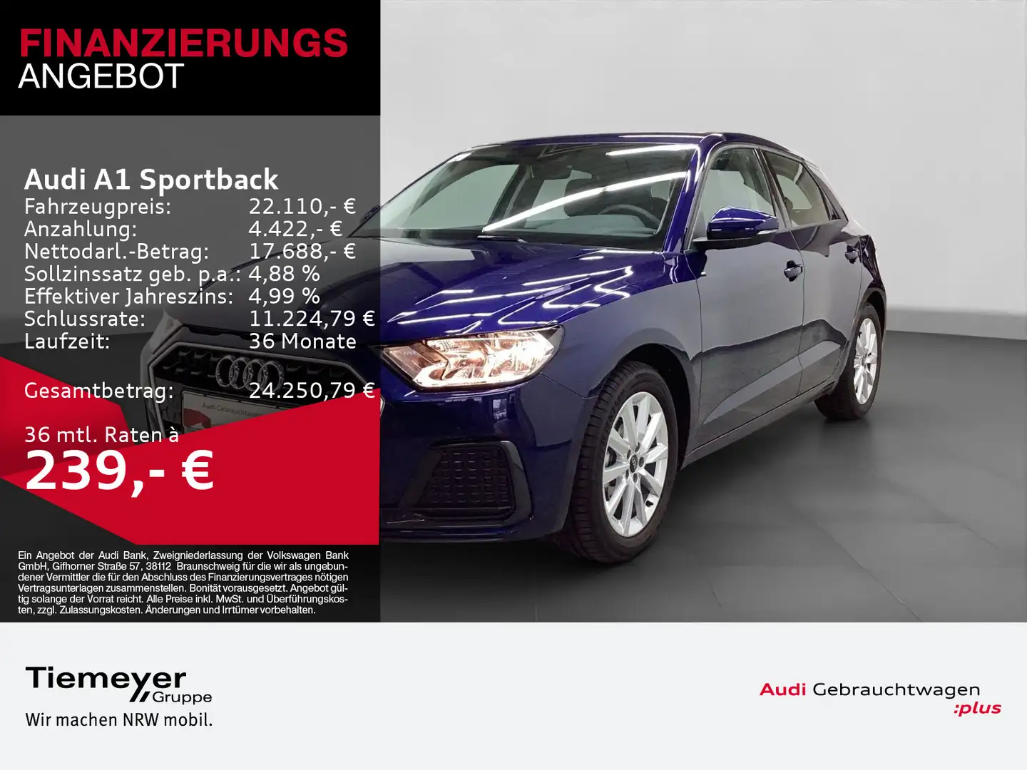 Audi A1 25 TFSI ADVANCED NAVI LM16 SOUND PH Blau - 1
