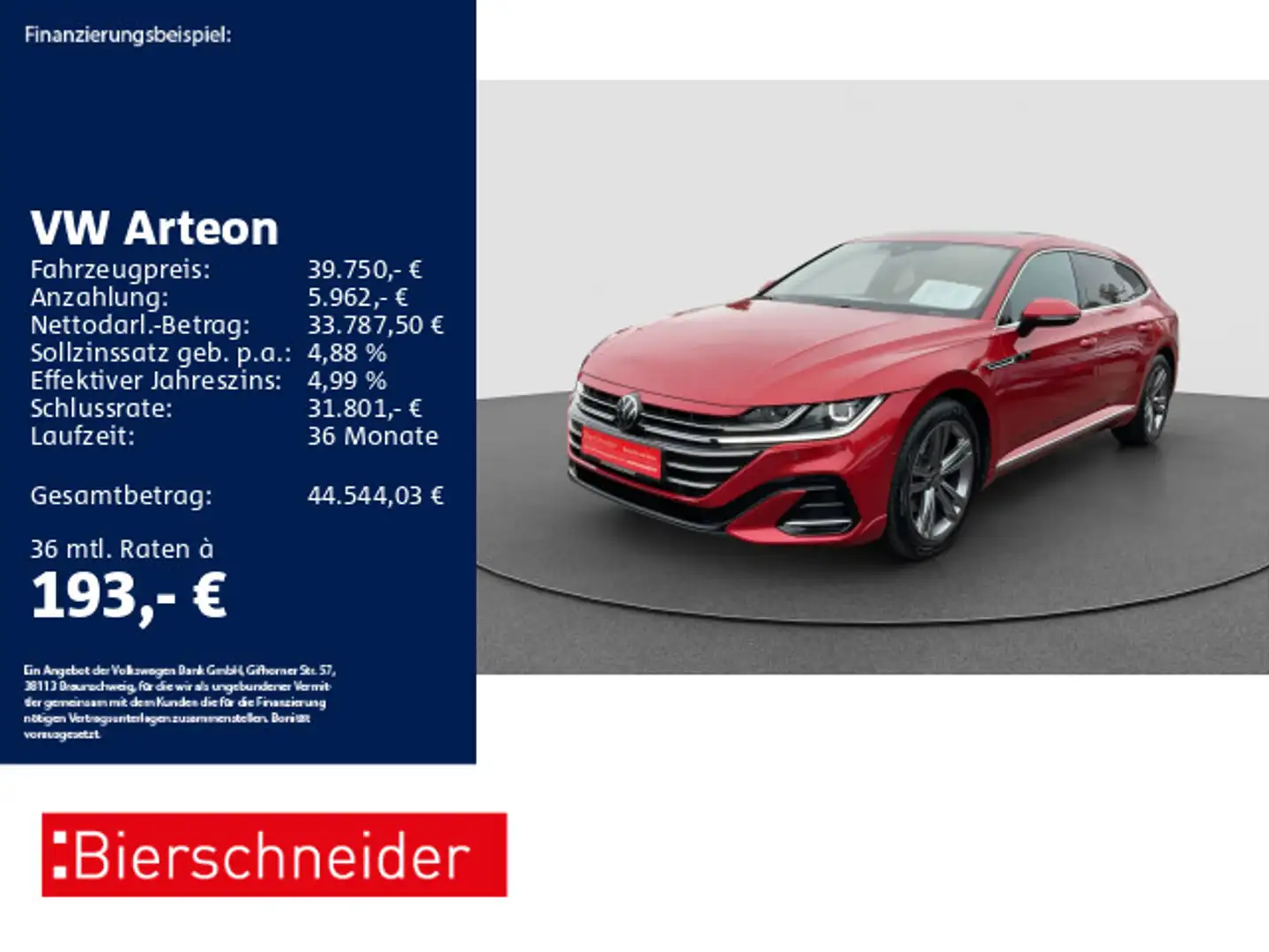 Volkswagen Arteon SB 2.0 TDI DSG 4Mo R-Line AHK PANO STAND Rot - 1