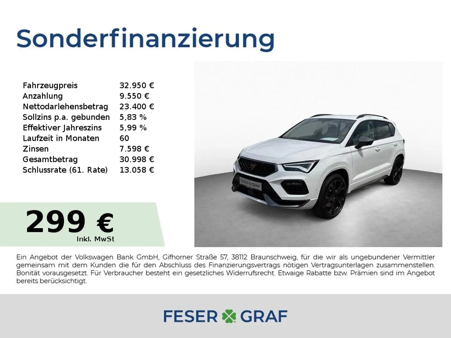 CUPRA Ateca VZ 2.0 TSI DSG 4DRIVE 19" AHK SHZ NAVI 360° Weiß - 1