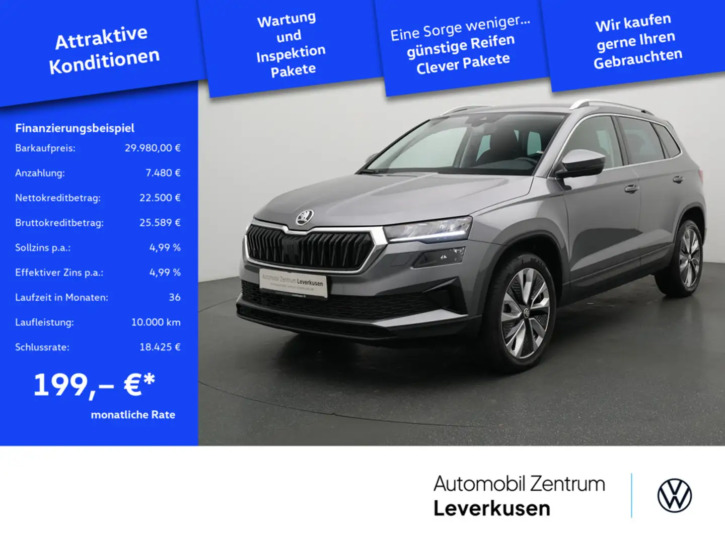 Skoda Karoq Selection DSG VIRT ACC CARPLAY LED SHZ Grau - 1