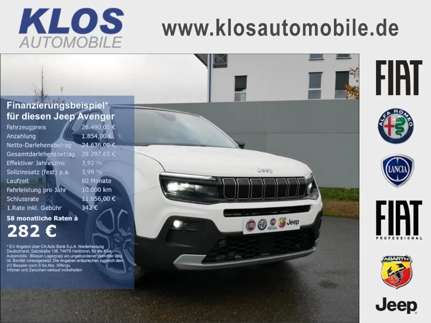 Jeep Avenger SUMMIT 1.2 T3 100 PS LED SCHIEBEDACH WINTER Weiß - 1