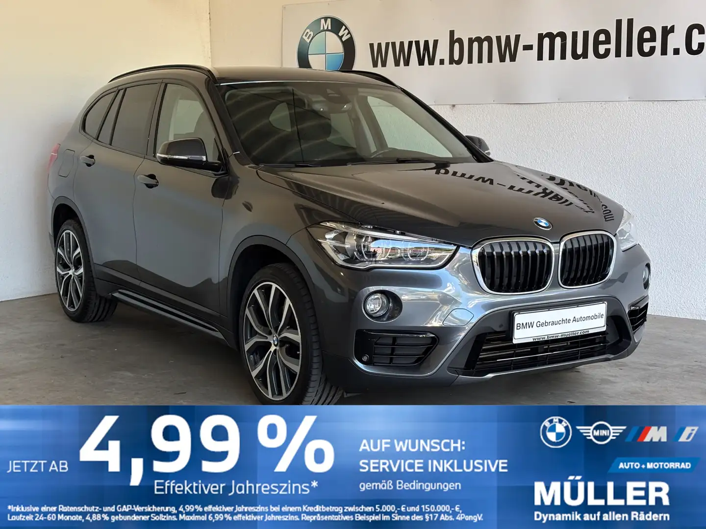 BMW X1 sDrive18i DKG Sport Line LED+/NAVI/DAB/TEMPO Gris - 1