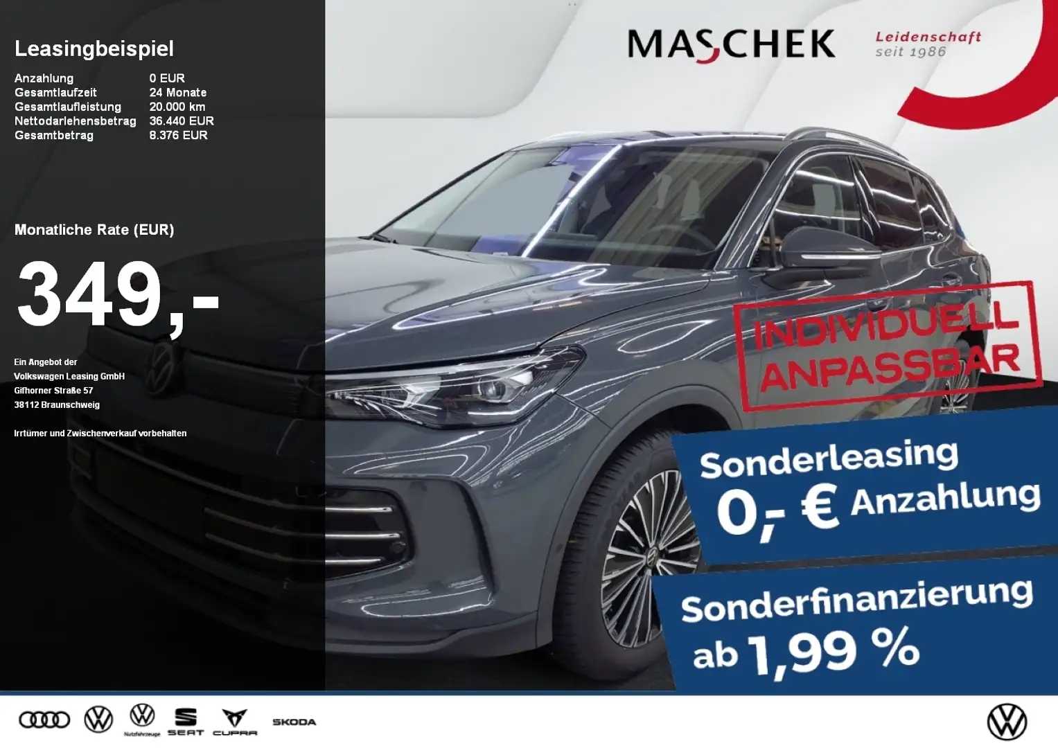 Volkswagen Tiguan Elegance 2.0 TDI IQLight IQDrive AHK Navi Leder Gris - 1