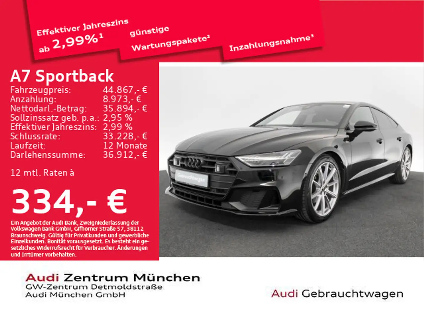 Audi A7 40 TDI S tronic S line Virtual+/B&O Schwarz - 1