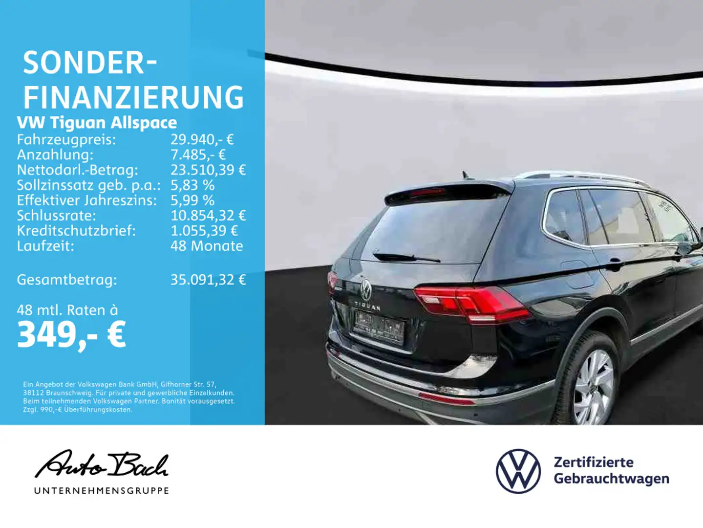 Volkswagen Tiguan Allspace 2.0 TDI DSG Life, AHK, Navi, LED Schwarz - 2