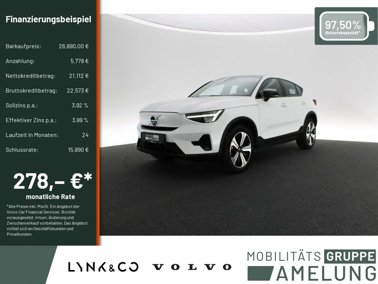 Volvo C40 Core Recharge Pure Electric 2WD Blanco - 1