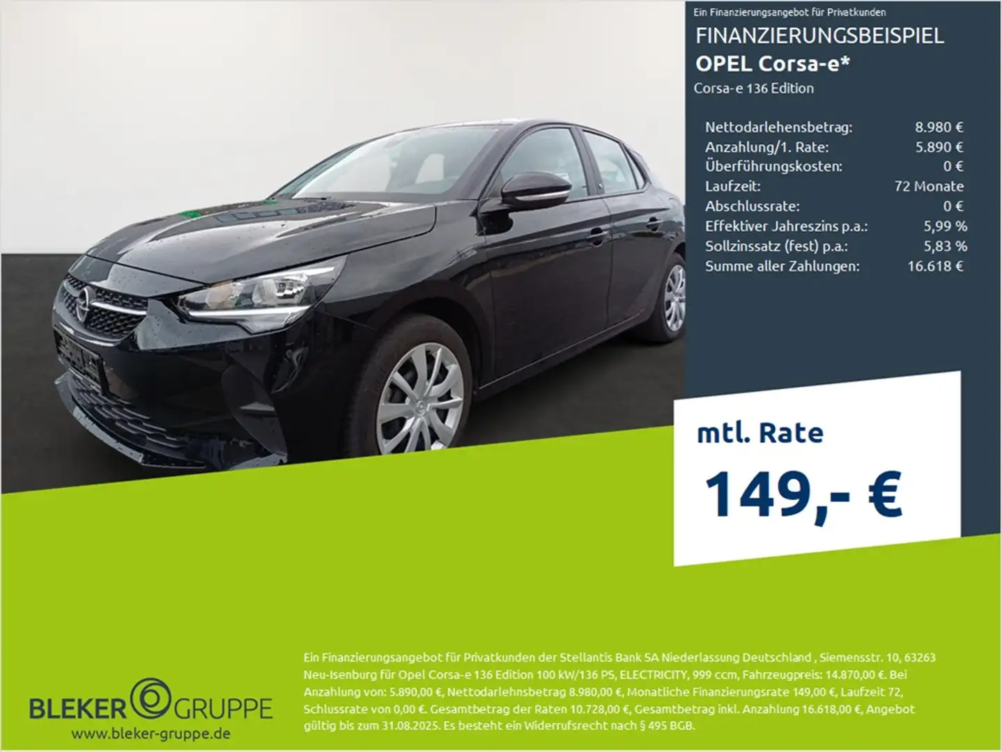 Opel Corsa F e Edition Schwarz - 1