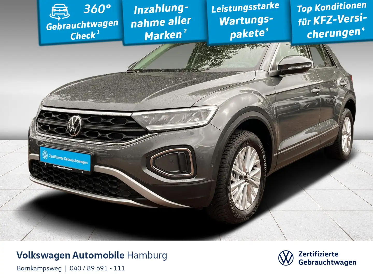 Volkswagen T-Roc 1.0 TSI Life LED Navi Kamera Park Asist Grau - 1