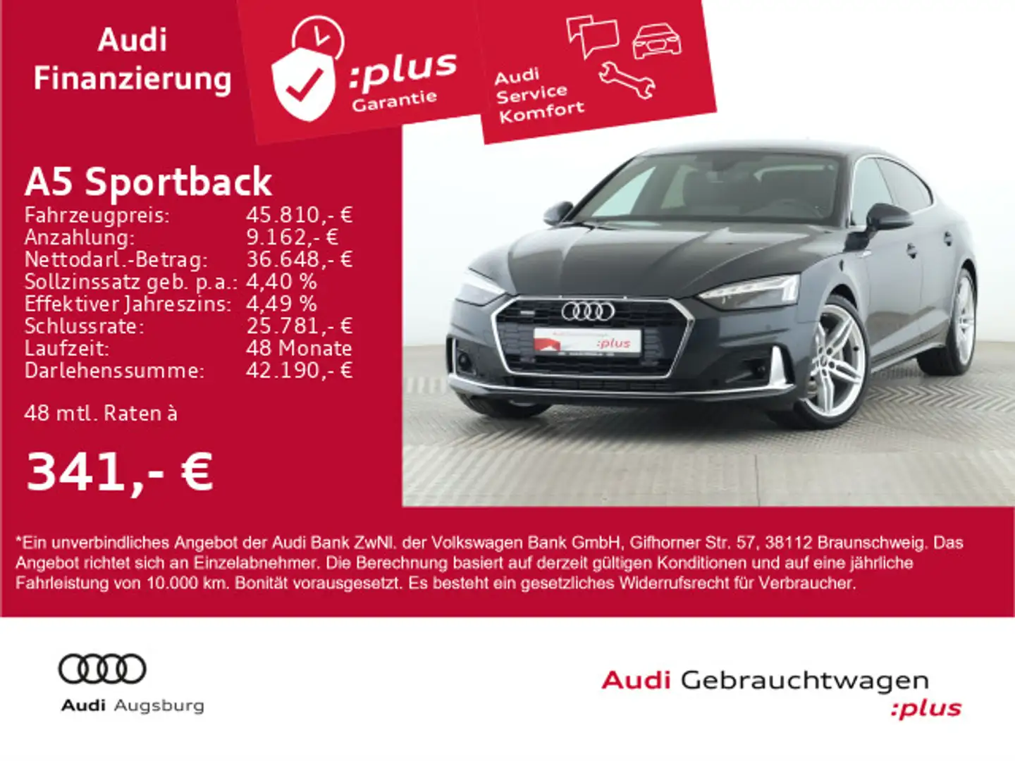 Audi A5 advanced 40 TFSI qu. S line*8-fach Grau - 1
